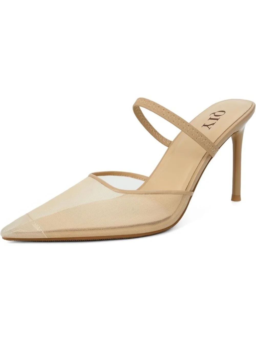 Women's Apricot Pointed Toe Slingback Stiletto Pumps Slip On Heeled Mule Shoes